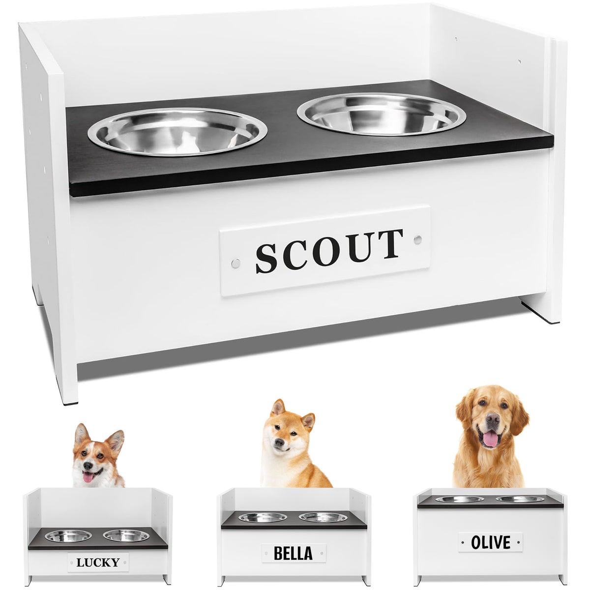 adjustable dog bowls elevated Personalized Adjustable Elevated Dog Bowl Feeder Stand