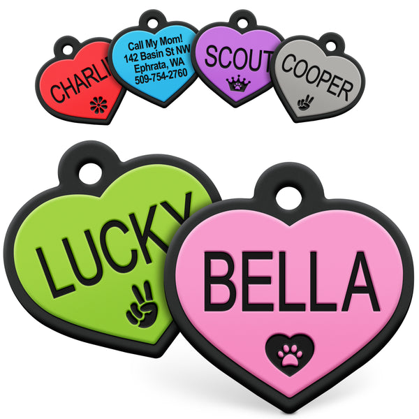 Heart Shape Silent Silicone Pet ID Tag