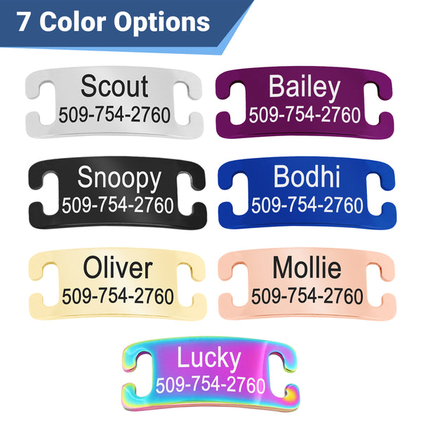 Silent Slide-On Pet Tags for Dogs and Cats, Stainless Steel in 7 Colors