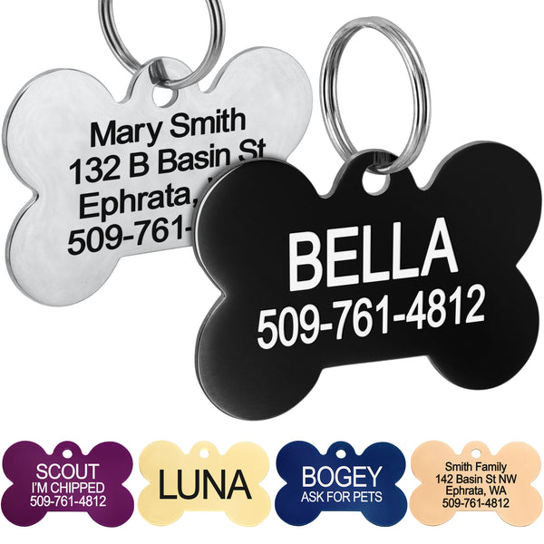 Bone Dog Tag in Stainless Steel
