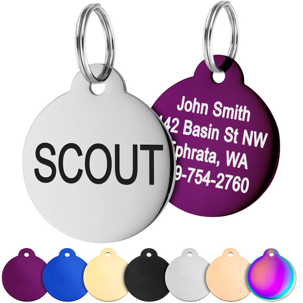 Round Pet ID Tag in Stainless Steel