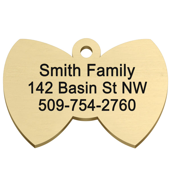 Bow Tie Shape Brass Dog ID Tag