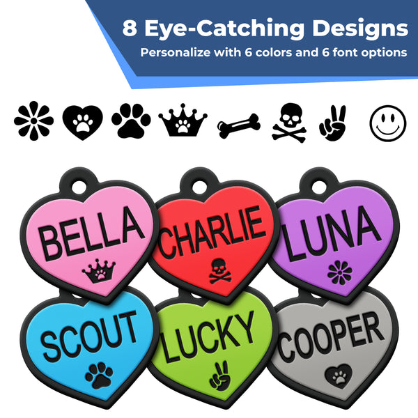 Heart Shape Silent Silicone Pet ID Tag