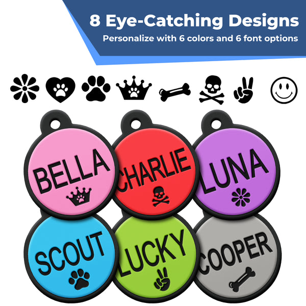 Round Shape Silent Silicone Pet ID Tag