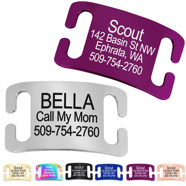 Silent Slide-On Pet Tags for Dogs and Cats, Stainless Steel in 7 Colors