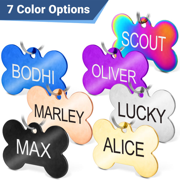 Round Dog Tag Stainless Steel with Paw Cutout | 7 Colors