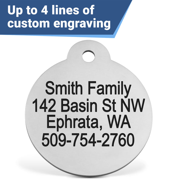 Round Pet ID Tag in Stainless Steel