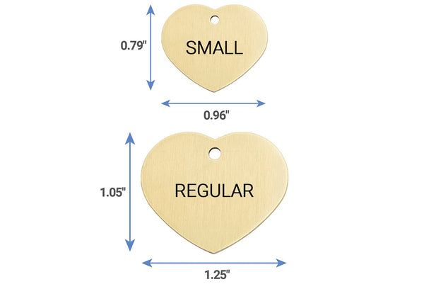 Heart Shape Brass Dog ID Tag