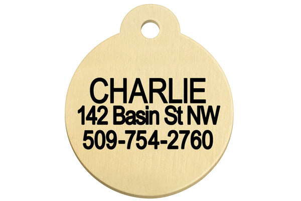 GoTags Brass Dog Tag, Personalized Pet ID Tag Custom Engraved