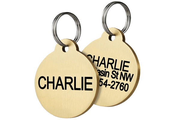 GoTags Brass Dog Tag, Personalized Pet ID Tag Custom Engraved