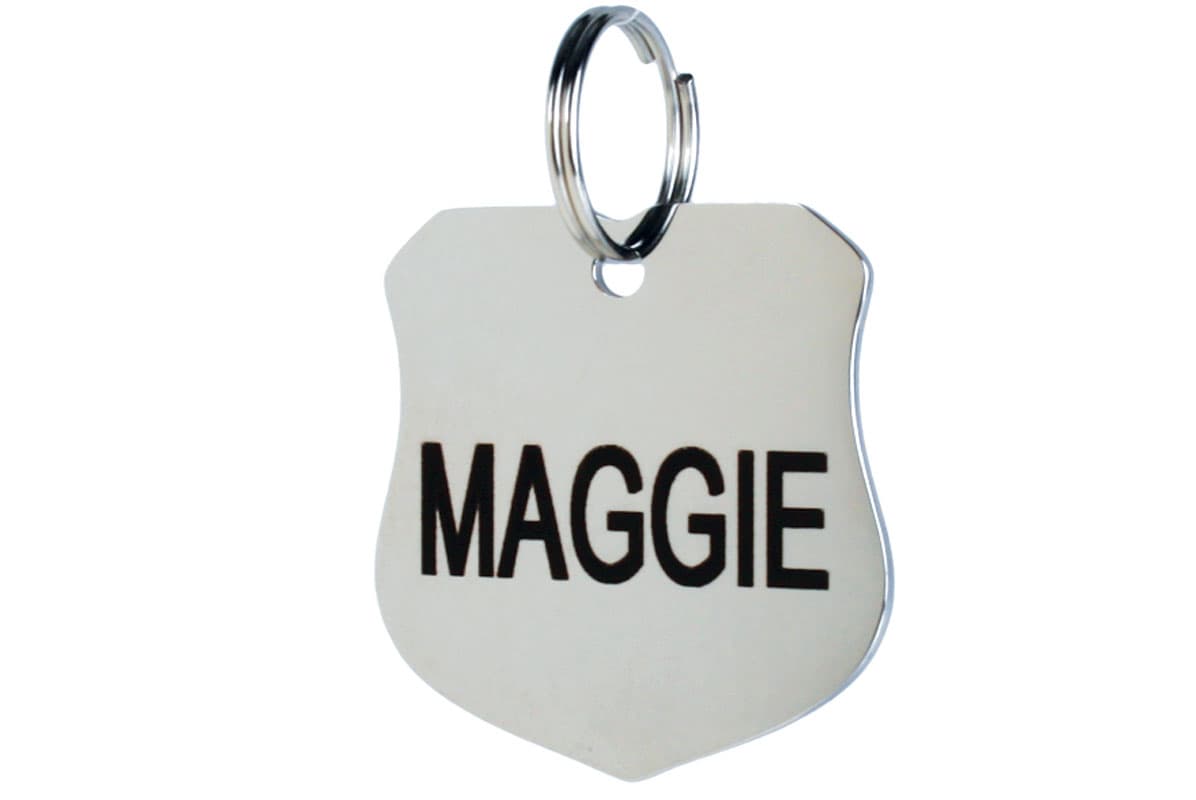 Badge Dog Tag in Stainless Steel Engraved GoTags
