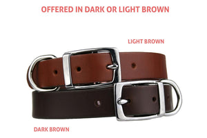 GoTags Personalized Brown Leather Dog Collars