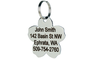 GoTags Flower Shaped Dog Tag in Stainless Steel, Personalized and Engraved