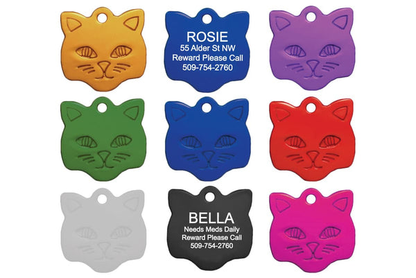 GoTags Cat Shape Cat ID Tag Personalized Engraved