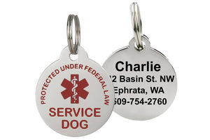 GoTags Service Dog Tags with Medical Symbol Personalized with 4 Lines of Engraved ID