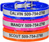 Front view of Personalized Reflective Waterproof Dog Collar showcasing three colors, reflective bands, and custom text