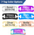 Infographic showing seven tag color options