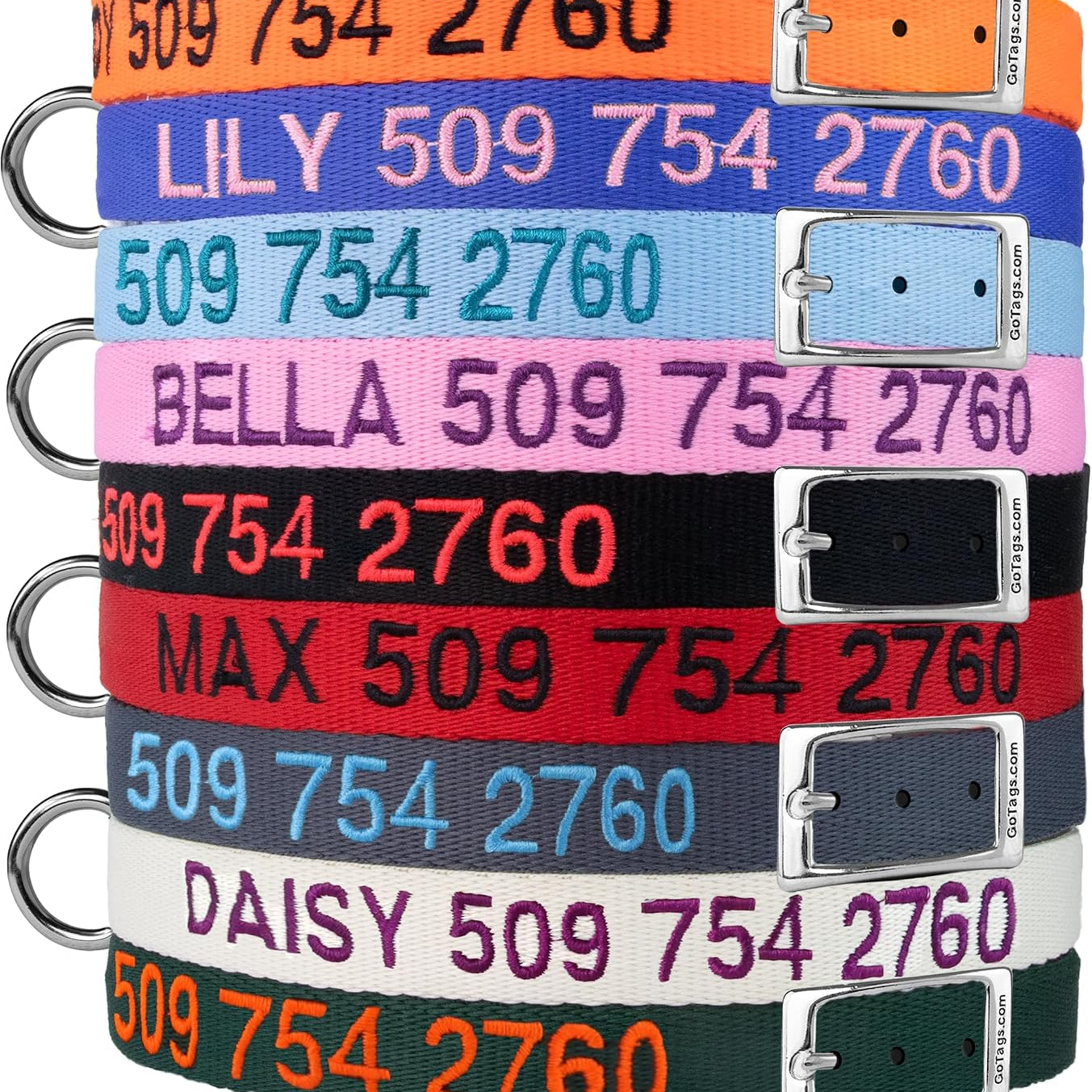 Personalized Embroidered Dog Collar with Metal Buckle
