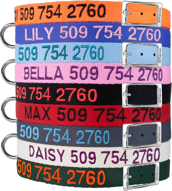 Personalized Embroidered Dog Collar with Metal Buckle