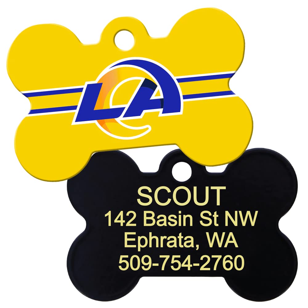NFL Team Brass Bone Pet ID Tag - tag-nfl-rams-bone-reg