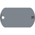 Close up of Harry Potter dog ID tag showing rounded rectangle shape, punched hole, gray UV painted finish and partial HP logo on white background