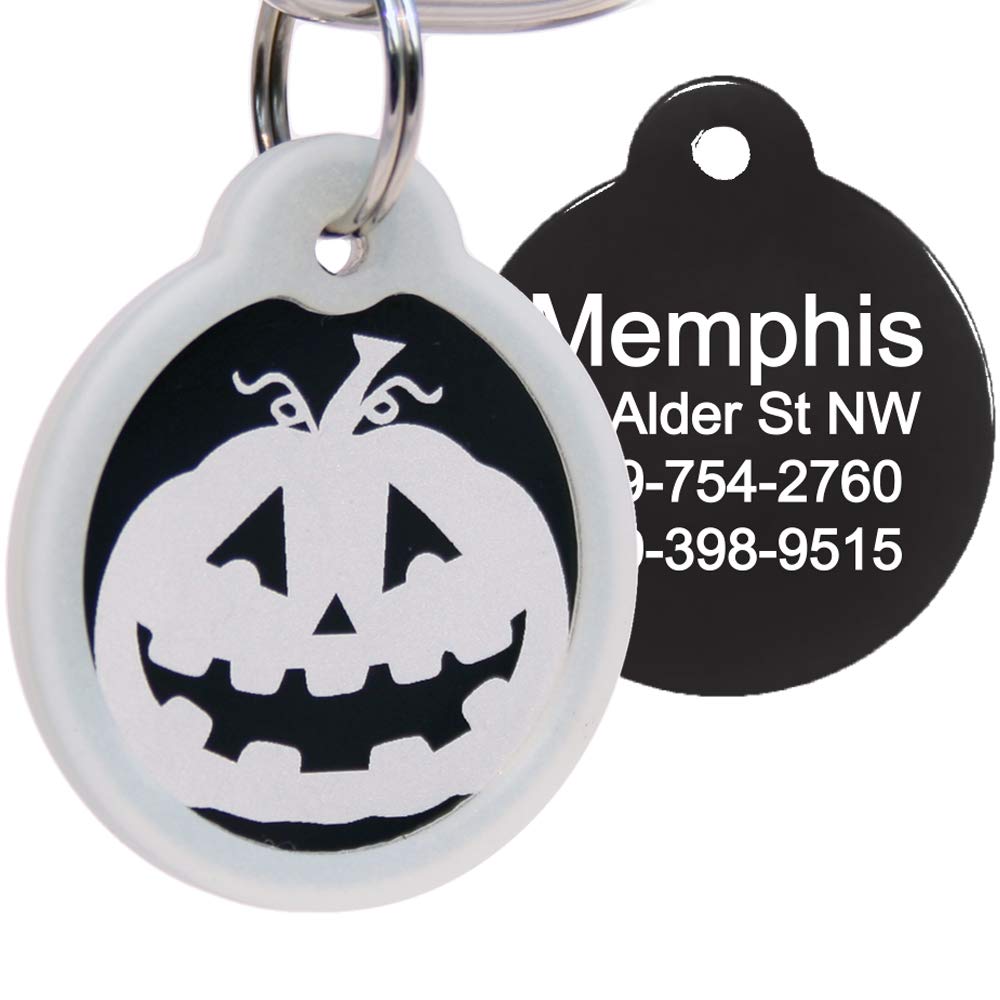 GoTags Halloween Dog Tag, Personalized Pet ID Tag with 4 Lines of Custom Engraved Text