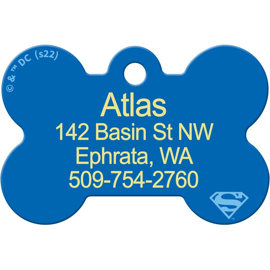 DC Comics Superhero Pet ID Tag - Bone Shape