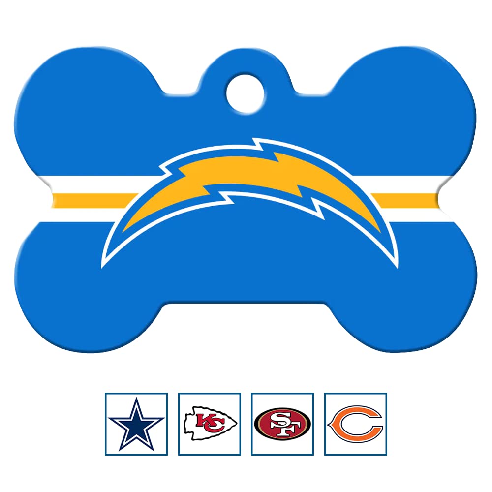 NFL Team Brass Bone Pet ID Tag - tag-nfl-chargers-bone-reg