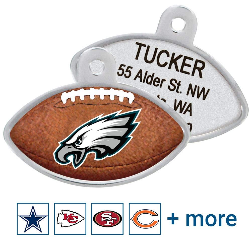GoTags Personalized Engraved NFL Football Team Dog Tags, Football Shape Pet ID Tags
