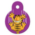 Front view of Garfield & Odie dog ID tag showcasing Garfield climbing graphic on purple background with top attachment hole