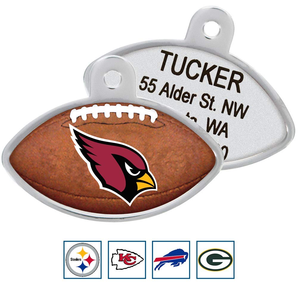 GoTags Personalized Engraved NFL Football Team Dog Tags, Football Shape Pet ID Tags