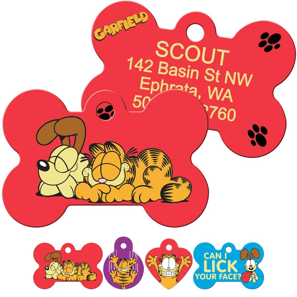 GoTags Personalized Engraved Garfield & Odie Pet ID Tags for Dogs and Cats
