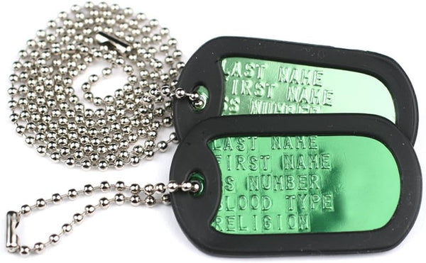 Embossed US Military Dog Tag Necklace Set