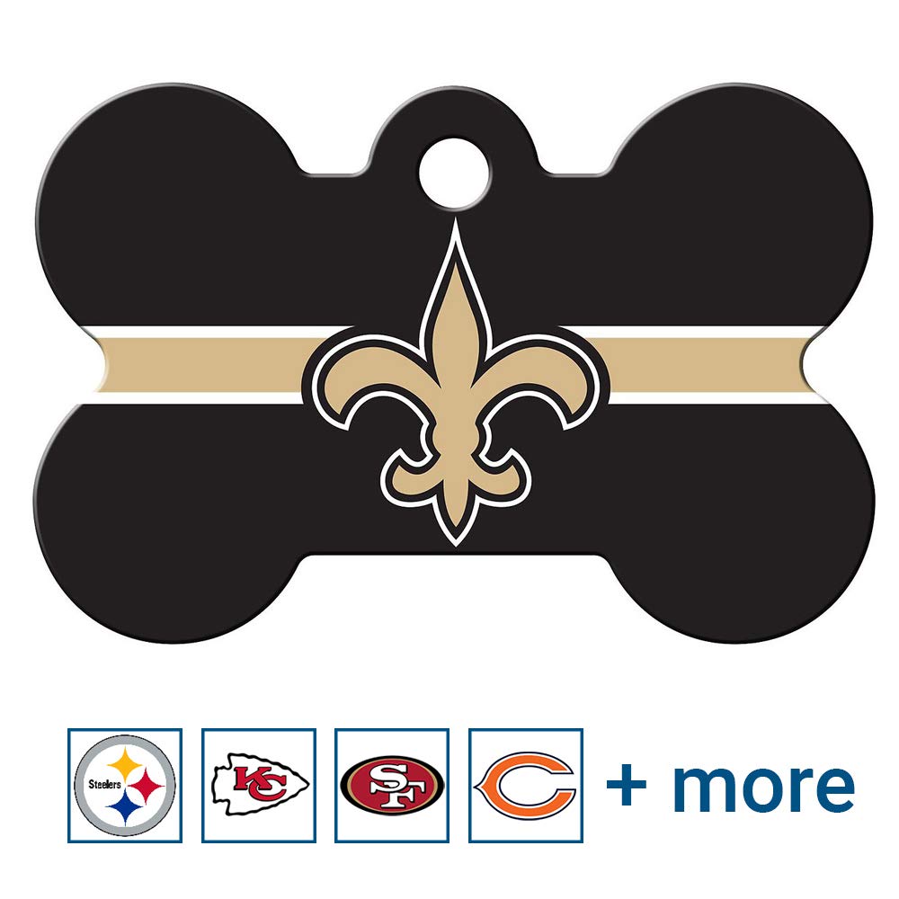 NFL Team Brass Bone Pet ID Tag - tag-nfl-saints-bone-reg