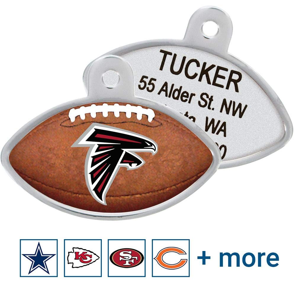 GoTags Personalized Engraved NFL Football Team Dog Tags, Football Shape Pet ID Tags