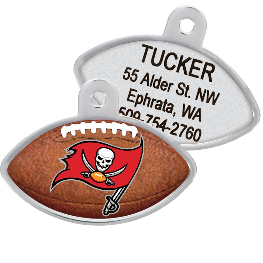GoTags Personalized Engraved NFL Football Team Dog Tags, Football Shape Pet ID Tags
