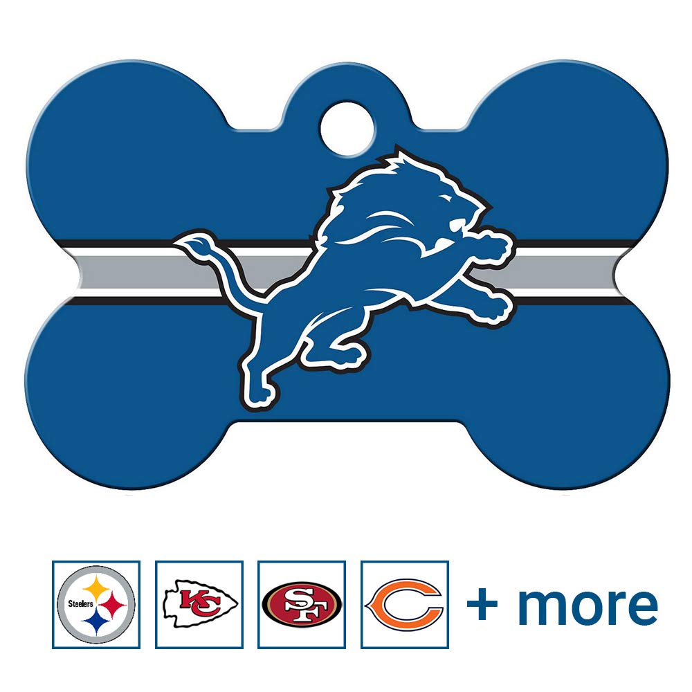 NFL Team Brass Bone Pet ID Tag - tag-nfl-lions-bone-reg
