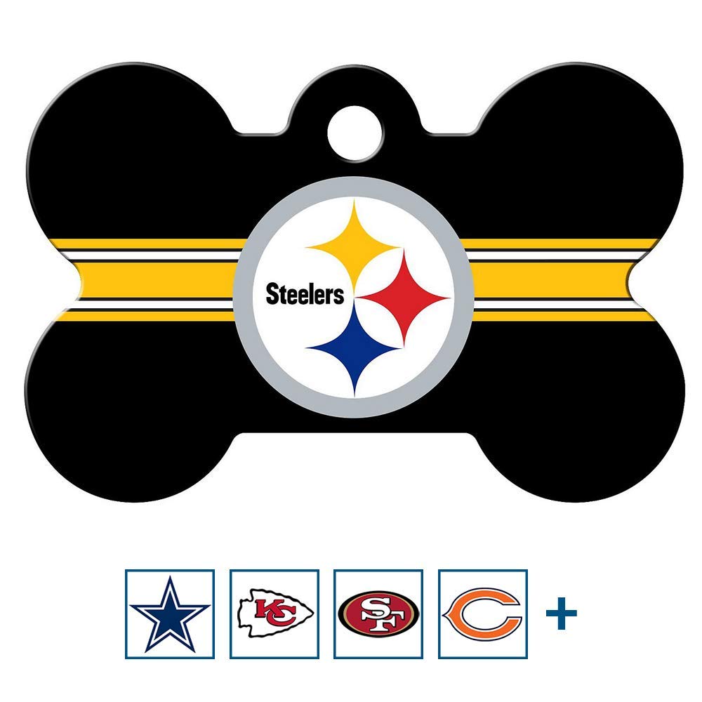 NFL Team Brass Bone Pet ID Tag - tag-nfl-steelers-bone-reg