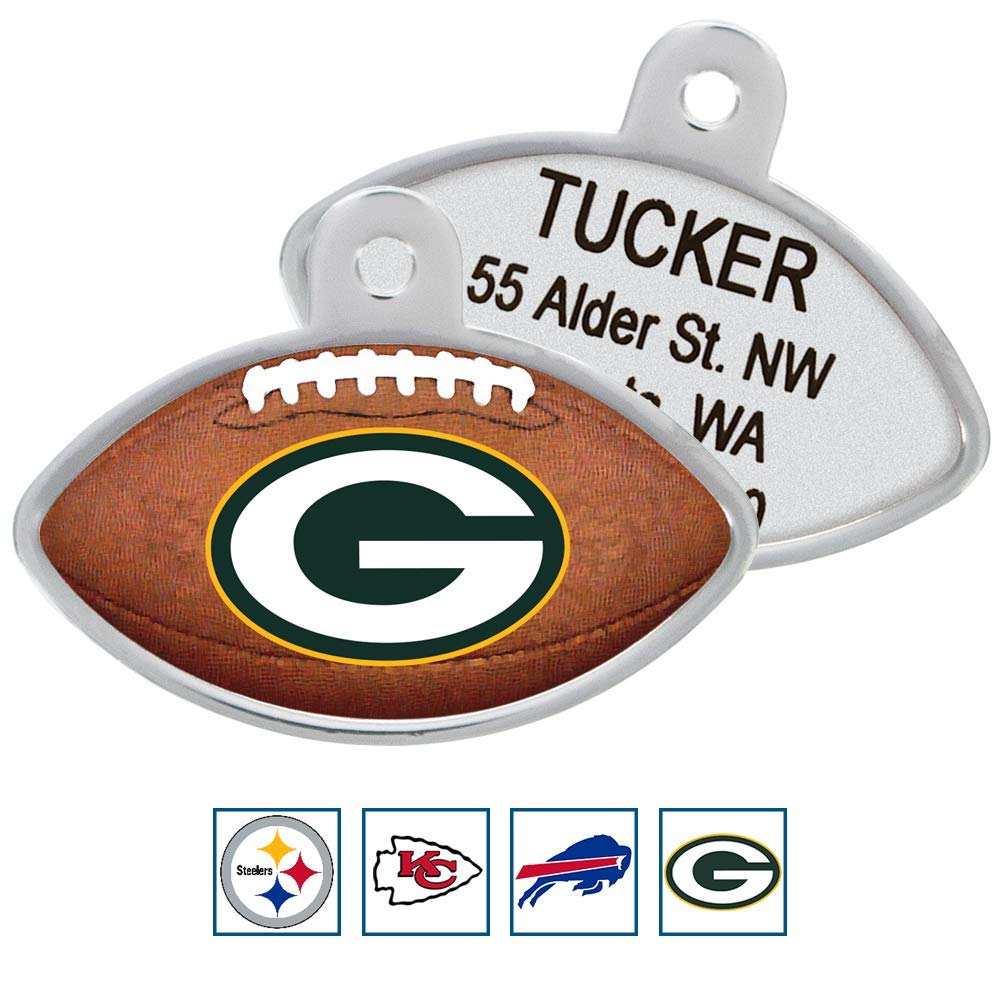 GoTags Personalized Engraved NFL Football Team Dog Tags, Football Shape Pet ID Tags
