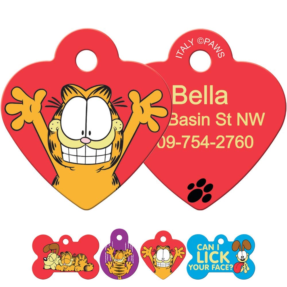 GoTags Personalized Engraved Garfield & Odie Pet ID Tags for Dogs and Cats