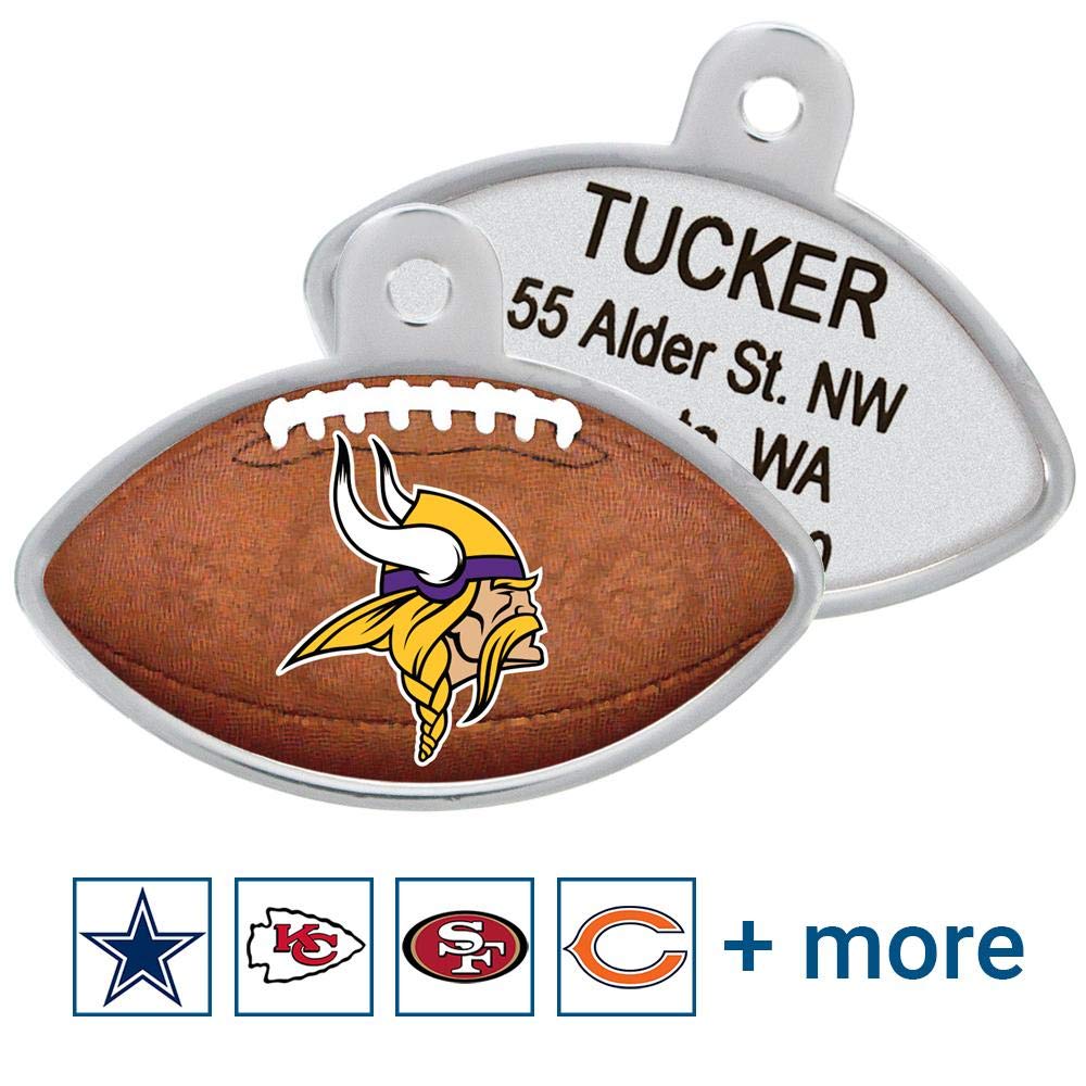 NFL Team Pet ID Tag - Football Shape - tag-nfl-vikings-football_8473-19