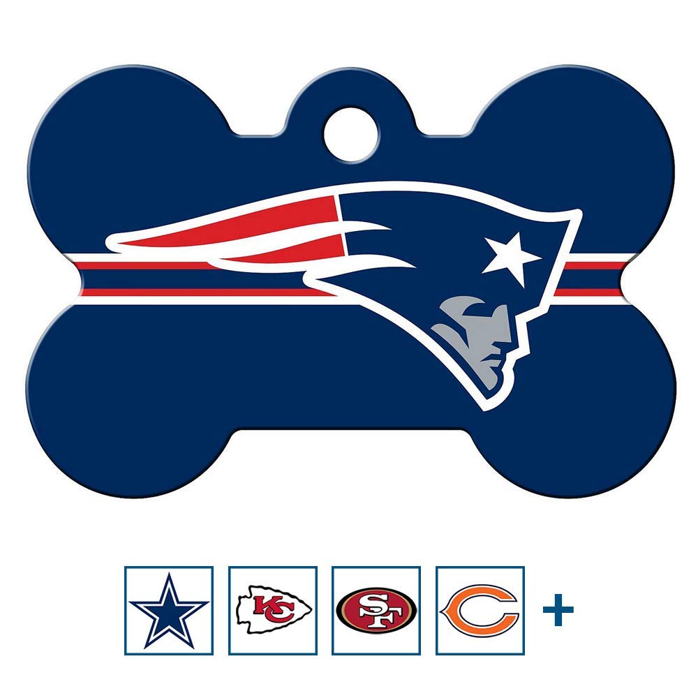 NFL Team Brass Bone Pet ID Tag - tag-nfl-patriots-bone-reg