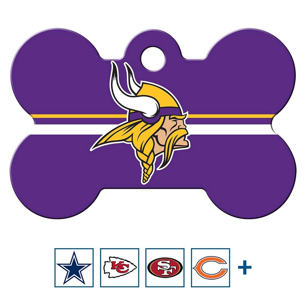NFL Team Brass Bone Pet ID Tag - tag-nfl-vikings-bone-reg