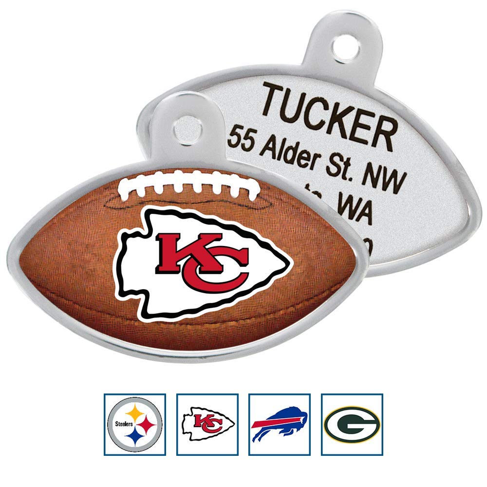 GoTags Personalized Engraved NFL Football Team Dog Tags, Football Shape Pet ID Tags