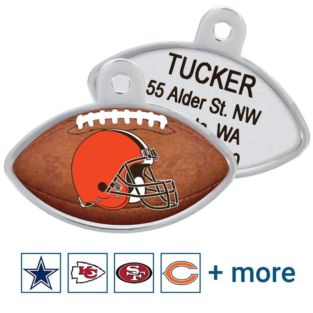 GoTags Personalized Engraved NFL Football Team Dog Tags, Football Shape Pet ID Tags