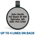 Close-up of Silent Silicone Funny Dog ID Tag showing engraved name and black loop on white background