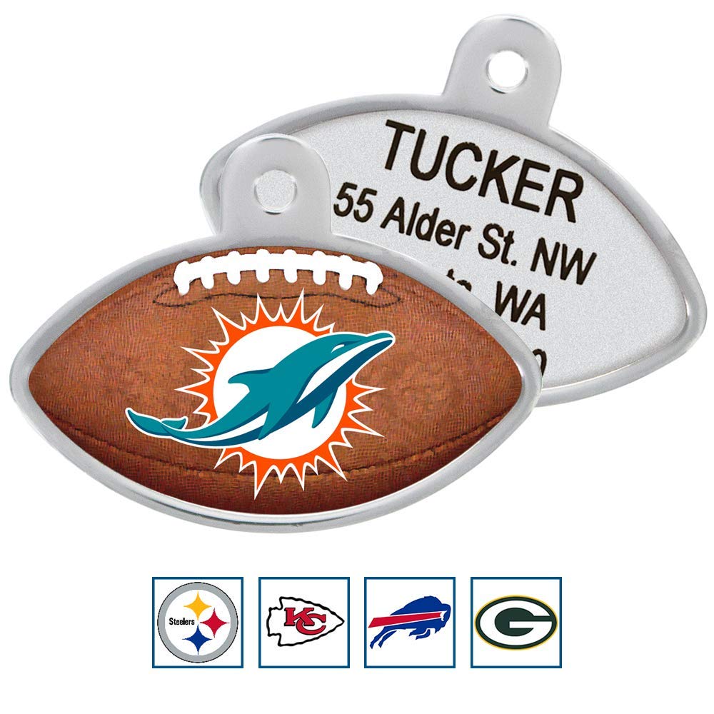 GoTags Personalized Engraved NFL Football Team Dog Tags, Football Shape Pet ID Tags