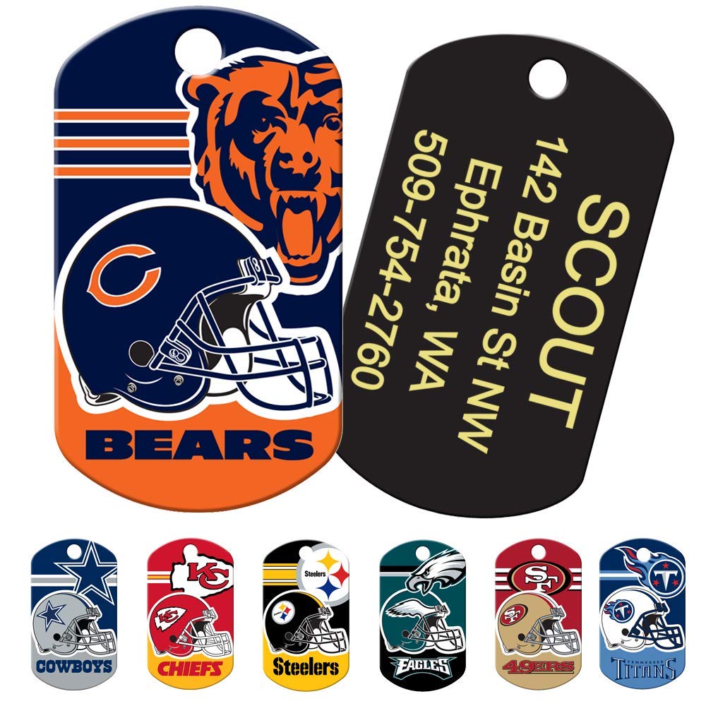 GoTags Personalized Football Sports Team Dog Tags, Custom Engraved Pet ID Tag, Military Shape