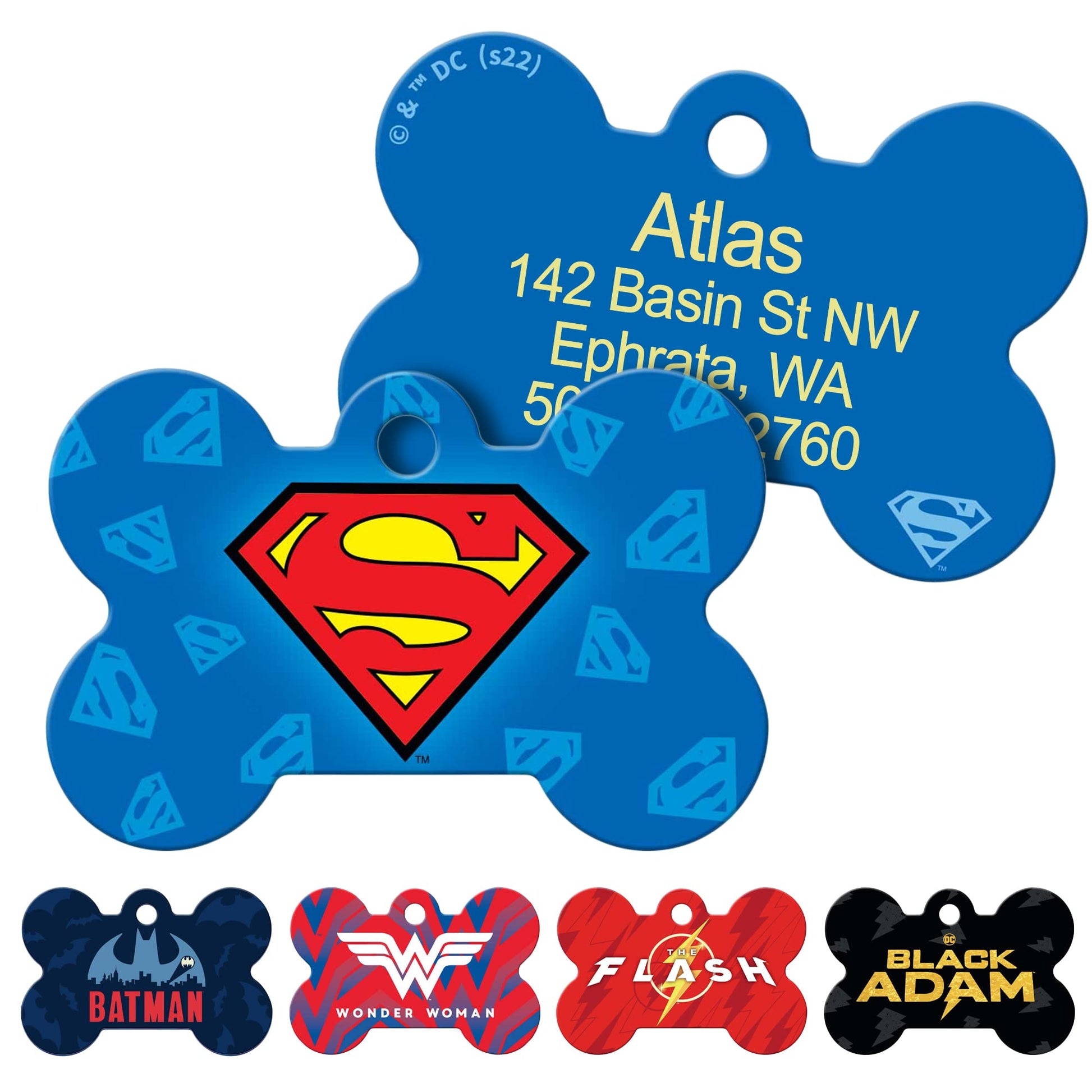DC Comics Superhero Pet ID Tag - Bone Shape