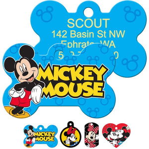 GoTags Mickey Mouse and Minnie Mouse Pet ID Tags, Disney Dog Tags for Dogs and Cats, Personalized Engraved with up to 4 Lines of Custom Text
